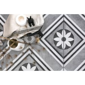 Keramische Tegel GeoCeramica® topplaat 60x60x1 cm Concreet Flower dec