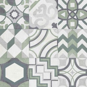 GeoCeramica 60x60x4 Porto Verde is een keramische tegel met een mozaïekpatroon.