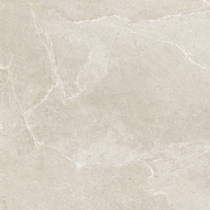 Bovenaanzicht van de Ceramaxx Earth Sand keramische terrastegel 60x60x3 cm met een natuurlijke, lichtbeige zandkleur en een verfijnde textuur.