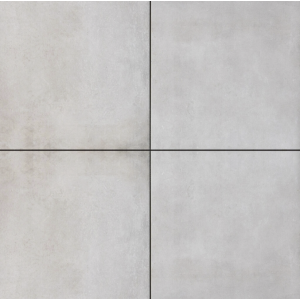 Bovenaanzicht van de TriaGres Craft Grey keramische terrastegel in het formaat 90x90x3 cm met een verfijnd, lichtgrijs en evenwichtig design.