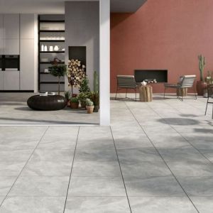Keramische Tegel TwentyGres Entrée 60,4x60,4x2 cm Tracks Silver