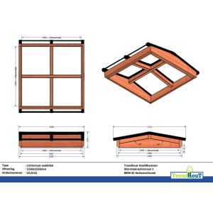Lichtstraat zadeldak 1530mm, 1536mm diep incl. gelaagd isolatieglas en profielen