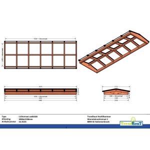Lichtstraat zadeldak 4466mm, 1536mm diep incl. gelaagd isolatieglas en profielen