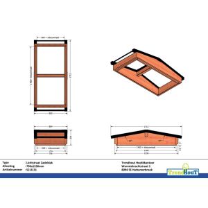 Lichtstraat zadeldak 796mm, 1536mm diep incl. gelaagd isolatieglas en profielen