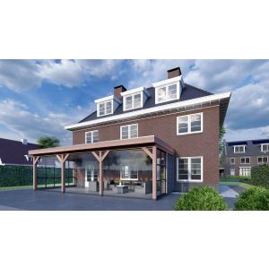 Aanbouwveranda Ancona 595x330x260 cm (bxdxh) rechts trendhout