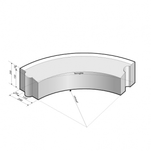 Rijwielpadband bochtband 5/20x20x78,5 cm - R=15 inwendig grijs