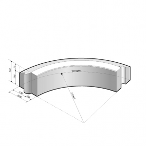 Rijwielpadband bochtband 7/20x20x78,5 cm - R=6 uitwendig grijs