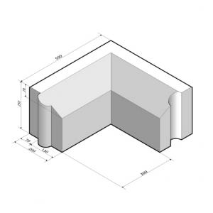 Rijwielpadband hoekstuk hoekstuk 7/20x20x45/45 cm - 90° inwendig grijs