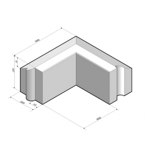 Rijwielpadband hoekstuk hoekstuk 7/20x20x45/45 cm - 90°uitwendig grijs