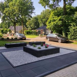 Tegel 50x50x5 cm Antraciet komo met facet