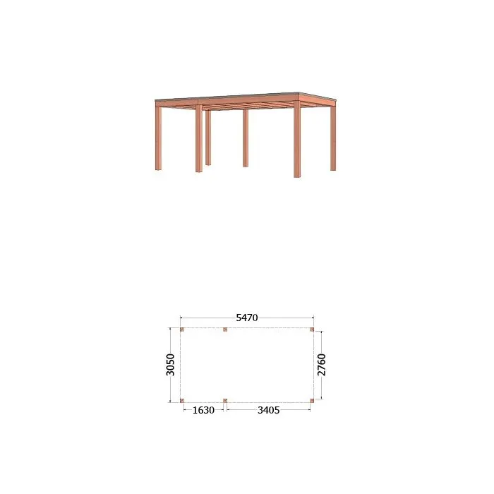 Buitenverblijf Palermo 550x310x245 cm (bxdxh) - tekening met afmeting
