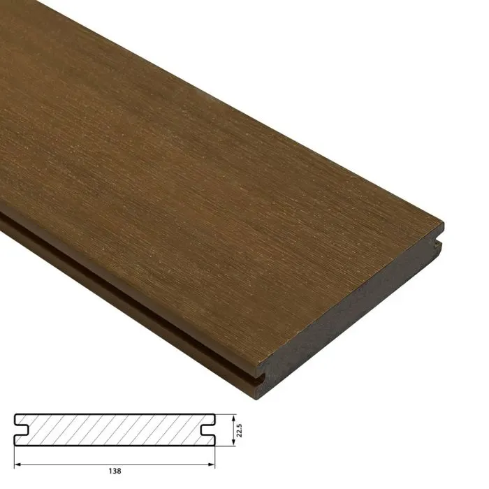 Fiberdeck Premium Vlonderplank 22,5x138 mm - Lengte 300 cm - Teak (massief)