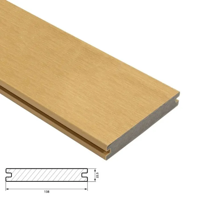 Fiberdeck Premium WPC Composiet Terrasplank - Vlonderplank 22,5x138 mm - Lengte 400 cm - Cedar (massief)