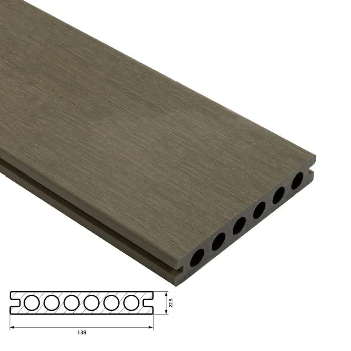 Fiberdeck Premium WPC Vlonderplank / Terrasplank 22,5x138 mm - Lengte 400 cm - Light Grey (RHK)