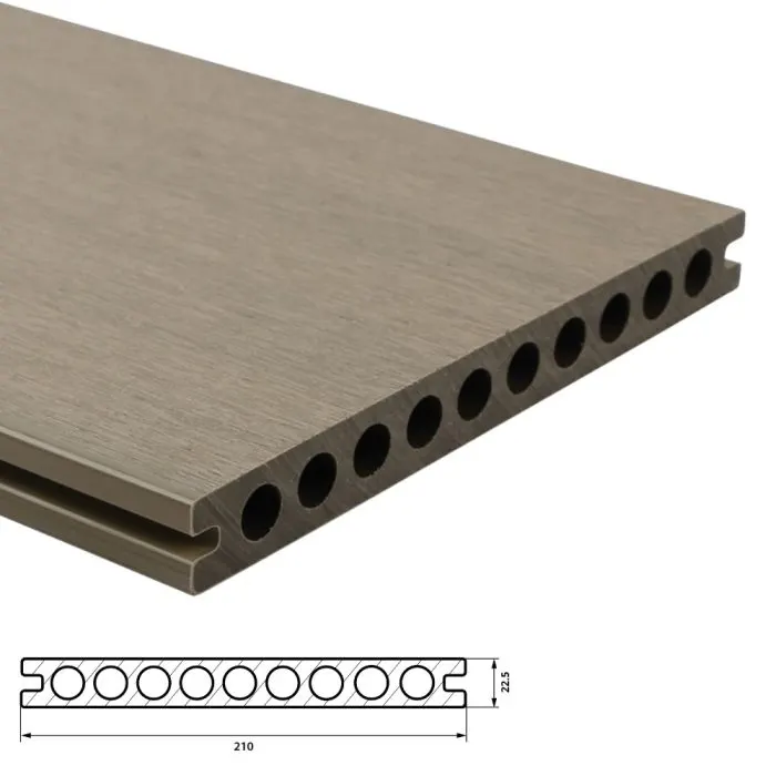 Fiberdeck Premium Vlonderplank 22,5x210 mm - Lengte 400 cm - Light Grey (RHK)