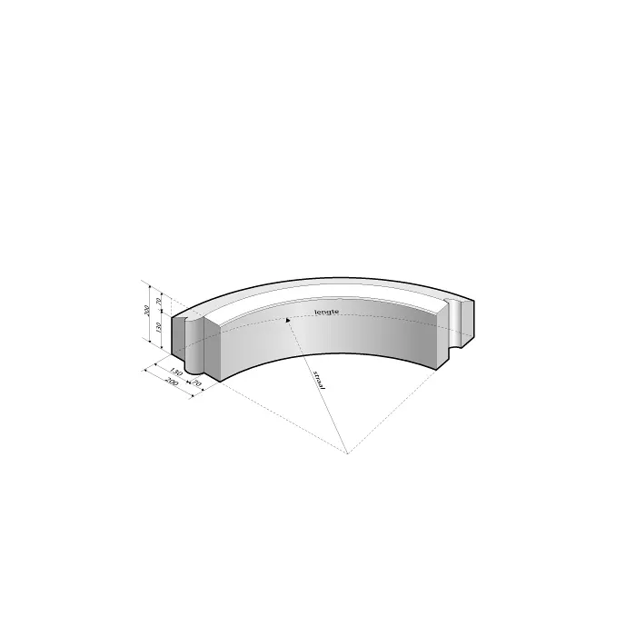 Rijwielpadband bochtband 7/20x20x78,5 cm - R=5 uitwendig grijs