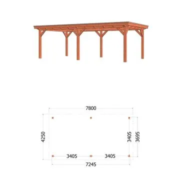 Buitenverblijf Florence 780x425x260 cm (bxdxh)