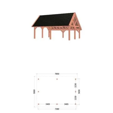 Kapschuur de Hofstee XXL 785x595x460 cm (bxdxh)
