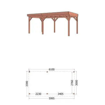 Buitenverblijf Casa 610x330x260 cm (bxdxh) rechts