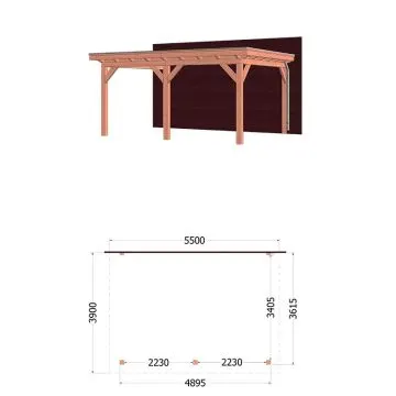 Aanbouwveranda Lucca 555x390x260 cm (bxdxh) trendhout