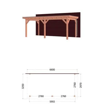 Aanbouwveranda Lucca 660x325x260 cm (bxdxh) trendhout