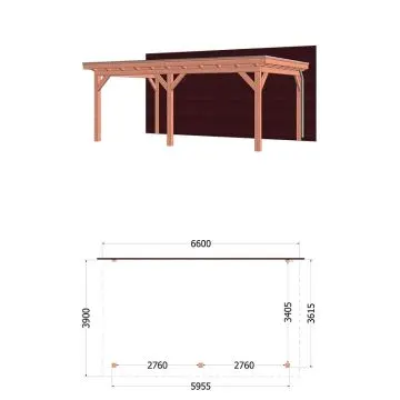 Aanbouwveranda Lucca 660x390x260 cm (bxdxh) Trendhout