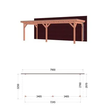 Aanbouwveranda Lucca 790x325x260 cm (bxdxh)