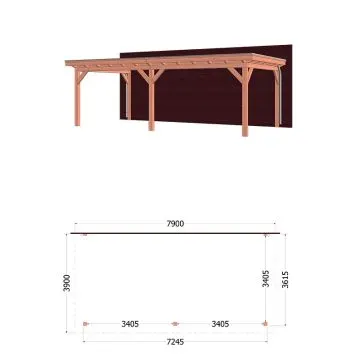 Aanbouwveranda Lucca 790x390x260 cm (bxdxh) - Trendhout