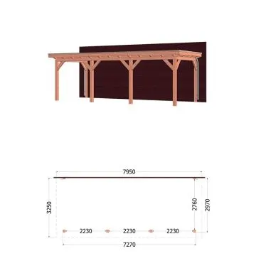 Aanbouwveranda Lucca 795x325x260 cm (bxdxh) - Trendhout