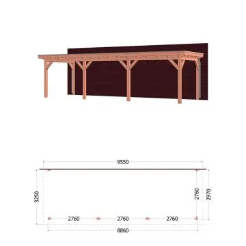 Aanbouwveranda Lucca 955x325x260 cm (bxdxh) - Trendhout