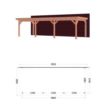 Aanbouwveranda Lucca 955x390x260 cm (bxdxh) - Trendhout