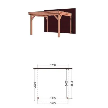 Aanbouwveranda Ancona 375x390x260 cm (bxdxh) trendhout