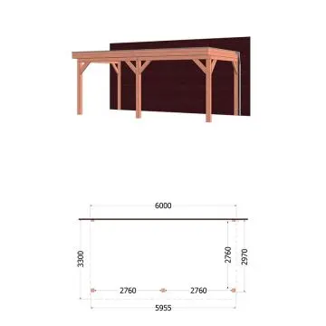 Aanbouwveranda Ancona 600x330x260 cm (bxdxh) - Trendhout