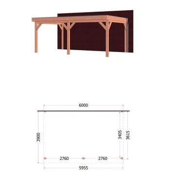 Aanbouwveranda Ancona 600x390x260 cm (bxdxh) - Trendhout