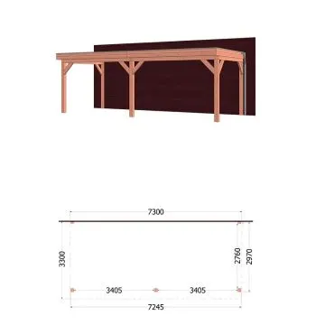 Aanbouwveranda Ancona 730x330x260 cm (bxdxh) - Trendhout