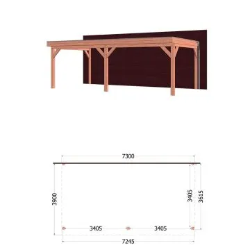 Aanbouwveranda Ancona 730x390x260 cm (bxdxh) - Trendhout