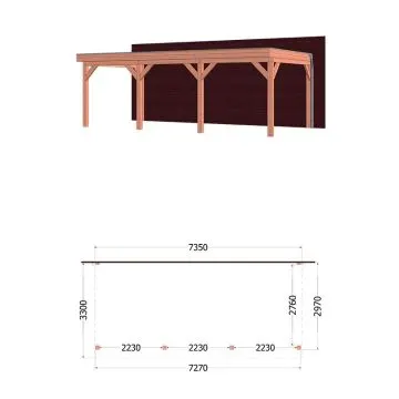 Aanbouwveranda Ancona 735x330x260 cm (bxdxh) - Trendhout vooraanzicht