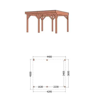 Buitenverblijf Mensa 440x400x260 cm (bxdxh) rechts
