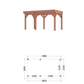 Buitenverblijf Refter XL 490x285x260 cm (bxdxh) links