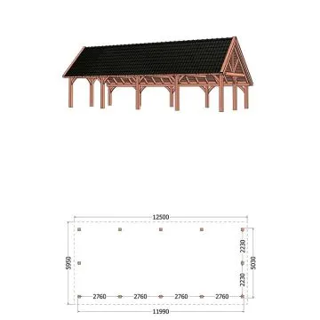 Kapschuur de Hofstee XXL 1250x595x460 cm (bxdxh)