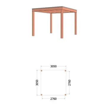 Buitenverblijf Palermo 310x310x245 cm (bxdxh) - tekening met afmetingen