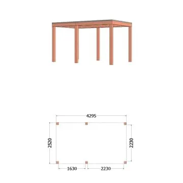 Buitenverblijf Palermo 430x255x245 cm (bxdxh) - tekening met afmetingen