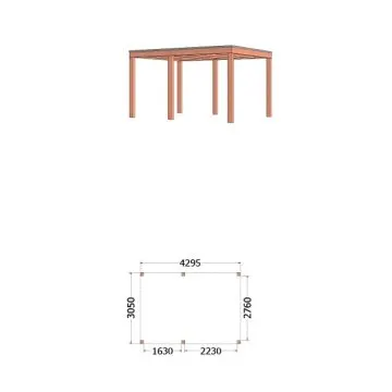Buitenverblijf Palermo 430x310x245 cm (bxdxh) - tekening met afmetingen