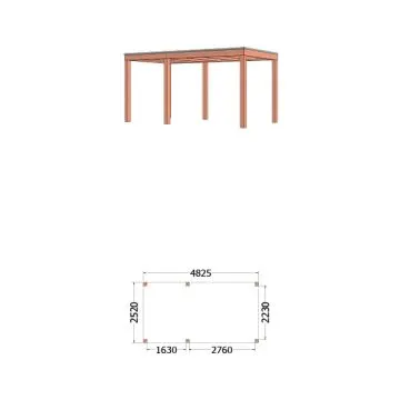 Buitenverblijf Palermo 485x255x245 cm (bxdxh) - tekening met afmetingen