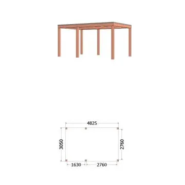 Buitenverblijf Palermo 485x310x245 cm (bxdxh) - tekening met afmeting