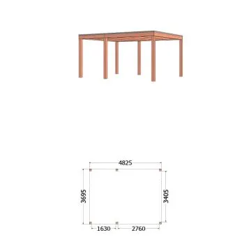 Buitenverblijf Palermo 485x370x245 cm (bxdxh) - tekening met afmeting