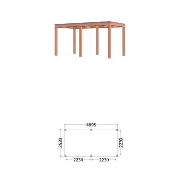 Buitenverblijf Palermo 490x255x245 cm (bxdxh) - tekening met afmeting