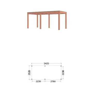 Buitenverblijf Palermo 545x255x245 cm (bxdxh) - tekening met afmeting