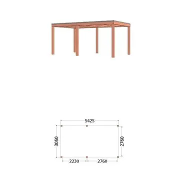 Buitenverblijf Palermo 545x310x245 cm (bxdxh) - tekening met afmeting