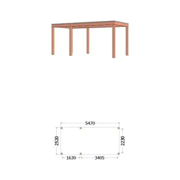 Buitenverblijf Palermo 550x255x245 cm (bxdxh) - tekening met afmeting
